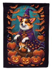 Corgi Witchy Halloween House Flag Large Porch Sleeve Pole Decorative Outside Yard Banner Artwork Wall Hanging, Polyester, House Size, Multicolor