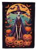 Italian Greyhound Witchy Halloween House Flag Large Porch Sleeve Pole Decorative Outside Yard Banner Artwork Wall Hanging, Polyester, House Size
