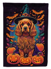 Cocker Spaniel Witchy Halloween House Flag Large Porch Sleeve Pole Decorative Outside Yard Banner Artwork Wall Hanging, Polyester, House Size