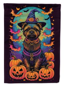 Cairn Terrier Witchy Halloween House Flag Large Porch Sleeve Pole Decorative Outside Yard Banner Artwork Wall Hanging, Polyester, House Size