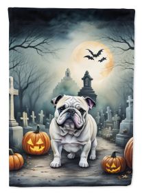 English Bulldog Spooky Halloween House Flag Large Porch Sleeve Pole Decorative Outside Yard Banner Artwork Wall Hanging, Polyester, House Size