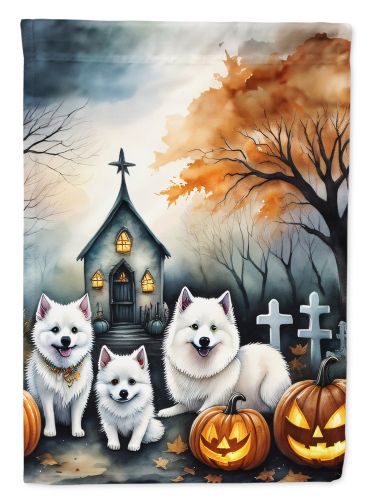 American Eskimo Spooky Halloween House Flag Large Porch Sleeve Pole Decorative Outside Yard Banner Artwork Wall Hanging, Polyester, House Size