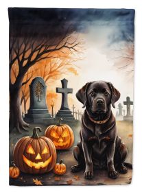 Chocolate Labrador Retriever Spooky Halloween House Flag Large Porch Sleeve Pole Decorative Outside Yard Banner Artwork Wall Hanging, Polyester