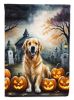 Golden Retriever Spooky Halloween House Flag Large Porch Sleeve Pole Decorative Outside Yard Banner Artwork Wall Hanging, Polyester, House Size