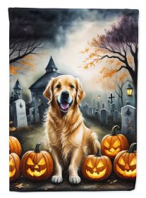 Golden Retriever Spooky Halloween House Flag Large Porch Sleeve Pole Decorative Outside Yard Banner Artwork Wall Hanging, Polyester, House Size