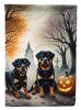 Rottweiler Spooky Halloween House Flag Large Porch Sleeve Pole Decorative Outside Yard Banner Artwork Wall Hanging, Polyester, House Size, Multicolor