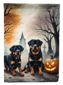 Rottweiler Spooky Halloween House Flag Large Porch Sleeve Pole Decorative Outside Yard Banner Artwork Wall Hanging, Polyester, House Size, Multicolor