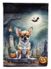 Chihuahua Spooky Halloween House Flag Large Porch Sleeve Pole Decorative Outside Yard Banner Artwork Wall Hanging, Polyester, House Size, Multicolor