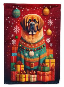 Tibetan Mastiff Holiday Christmas House Flag Large Porch Sleeve Pole Decorative Outside Yard Banner Artwork Wall Hanging, Polyester, House Size