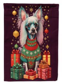 Chinese Crested Holiday Christmas House Flag Large Porch Sleeve Pole Decorative Outside Yard Banner Artwork Wall Hanging, Polyester, House Size