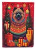 Keeshond Holiday Christmas House Flag Large Porch Sleeve Pole Decorative Outside Yard Banner Artwork Wall Hanging, Polyester, House Size, Multicolor