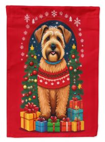 Wheaten Terrier Holiday Christmas House Flag Large Porch Sleeve Pole Decorative Outside Yard Banner Artwork Wall Hanging, Polyester, House Size