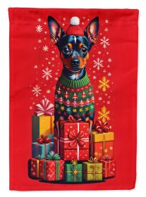 Miniature Pinscher Holiday Christmas House Flag Large Porch Sleeve Pole Decorative Outside Yard Banner Artwork Wall Hanging, Polyester, House Size