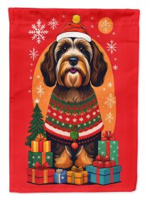 Tibetan Terrier Holiday Christmas House Flag Large Porch Sleeve Pole Decorative Outside Yard Banner Artwork Wall Hanging, Polyester, House Size