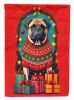Mastiff Holiday Christmas House Flag Large Porch Sleeve Pole Decorative Outside Yard Banner Artwork Wall Hanging, Polyester, House Size, Multicolor