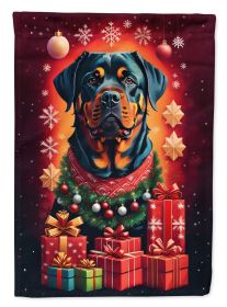 Rottweiler Holiday Christmas House Flag Large Porch Sleeve Pole Decorative Outside Yard Banner Artwork Wall Hanging, Polyester, House Size, Multicolor