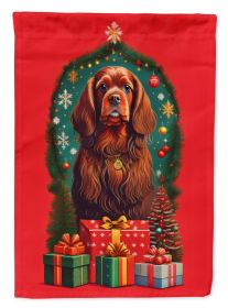 Sussex Spaniel Holiday Christmas House Flag Large Porch Sleeve Pole Decorative Outside Yard Banner Artwork Wall Hanging, Polyester, House Size
