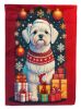 Maltese Holiday Christmas House Flag Large Porch Sleeve Pole Decorative Outside Yard Banner Artwork Wall Hanging, Polyester, House Size, Multicolor