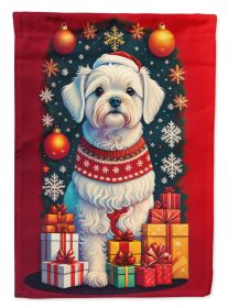 Maltese Holiday Christmas House Flag Large Porch Sleeve Pole Decorative Outside Yard Banner Artwork Wall Hanging, Polyester, House Size, Multicolor