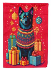 Schipperke Holiday Christmas House Flag Large Porch Sleeve Pole Decorative Outside Yard Banner Artwork Wall Hanging, Polyester, House Size, Multicolor