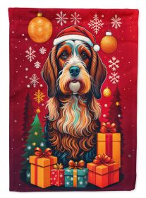 Petit Basset Griffon Vendeen Holiday Christmas House Flag Large Porch Sleeve Pole Decorative Outside Yard Banner Artwork Wall Hanging, Polyester