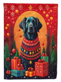 Flat-Coated Retriever Holiday Christmas House Flag Large Porch Sleeve Pole Decorative Outside Yard Banner Artwork Wall Hanging, Polyester, House Size