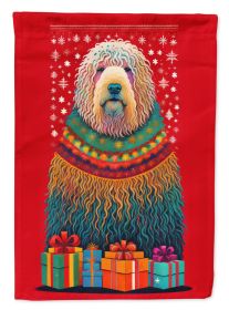 Komondor Holiday Christmas House Flag Large Porch Sleeve Pole Decorative Outside Yard Banner Artwork Wall Hanging, Polyester, House Size, Multicolor