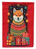 Shiba Inu Holiday Christmas House Flag Large Porch Sleeve Pole Decorative Outside Yard Banner Artwork Wall Hanging, Polyester, House Size, Multicolor