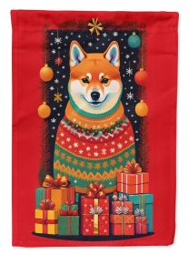 Shiba Inu Holiday Christmas House Flag Large Porch Sleeve Pole Decorative Outside Yard Banner Artwork Wall Hanging, Polyester, House Size, Multicolor