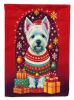 Westie Holiday Christmas House Flag Large Porch Sleeve Pole Decorative Outside Yard Banner Artwork Wall Hanging, Polyester, House Size, Multicolor