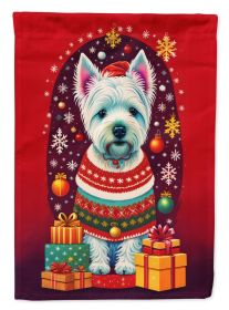 Westie Holiday Christmas House Flag Large Porch Sleeve Pole Decorative Outside Yard Banner Artwork Wall Hanging, Polyester, House Size, Multicolor