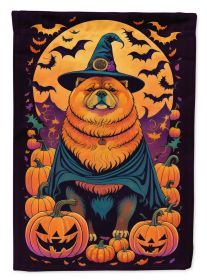 Chow Chow Witchy Halloween House Flag Large Porch Sleeve Pole Decorative Outside Yard Banner Artwork Wall Hanging, Polyester, House Size, Multicolor