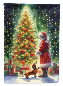 Dachshund and Santa Claus Garden Flag Mailbox Flag Decorative Yard Flag Banner Outside Patio Artwork Yard Flower Beds, Garden Size, Multicolor