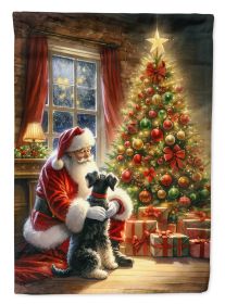 Schnauzer and Santa Claus Garden Flag Mailbox Flag Decorative Yard Flag Banner Outside Patio Artwork Yard Flower Beds, Garden Size, Multicolor