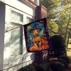 Lakeland Terrier Witchy Halloween House Flag Large Porch Sleeve Pole Decorative Outside Yard Banner Artwork Wall Hanging, Polyester, House Size