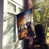 Chocolate Labrador Retriever Spooky Halloween House Flag Large Porch Sleeve Pole Decorative Outside Yard Banner Artwork Wall Hanging, Polyester