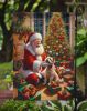 Cairn Terrier and Santa Claus Garden Flag Mailbox Flag Decorative Yard Flag Banner Outside Patio Artwork Yard Flower Beds, Garden Size, Multicolor