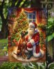 Rhodesian Ridgeback and Santa Claus Garden Flag Mailbox Flag Decorative Yard Flag Banner Outside Patio Artwork Yard Flower Beds, Garden Size