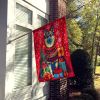 Norwegian Elkhound Holiday Christmas House Flag Large Porch Sleeve Pole Decorative Outside Yard Banner Artwork Wall Hanging, Polyester, House Size