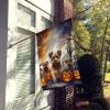 Norfolk Terrier Spooky Halloween House Flag Large Porch Sleeve Pole Decorative Outside Yard Banner Artwork Wall Hanging, Polyester, House Size