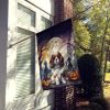 Cavalier Spaniel Spooky Halloween House Flag Large Porch Sleeve Pole Decorative Outside Yard Banner Artwork Wall Hanging, Polyester, House Size