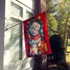 Maltese Holiday Christmas House Flag Large Porch Sleeve Pole Decorative Outside Yard Banner Artwork Wall Hanging, Polyester, House Size, Multicolor