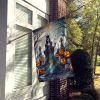 Evil Queen Spooky Halloween House Flag Large Porch Sleeve Pole Decorative Outside Yard Banner Artwork Wall Hanging, Polyester, House Size, Multicolor
