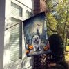 English Bulldog Spooky Halloween House Flag Large Porch Sleeve Pole Decorative Outside Yard Banner Artwork Wall Hanging, Polyester, House Size