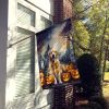 Golden Retriever Spooky Halloween House Flag Large Porch Sleeve Pole Decorative Outside Yard Banner Artwork Wall Hanging, Polyester, House Size
