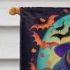 Longhair Black and Tan Dachshund Witchy Halloween House Flag Large Porch Sleeve Pole Decorative Outside Yard Banner Artwork Wall Hanging, Polyester