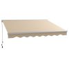 Outsunny 13' x 10' Electric Awning with LED Lights, Retractable Awning, UV40+ Sun Shade Shelter with Remote Controller and Crank Handle for Deck