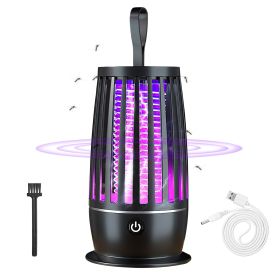 Rechargeable Mosquito Killer Lamp Bug Zapper with Night Light Strap Mosquito Catcher with Max 1615Square Feet Range UV Light for Indoor Outdoor (Color: Black)