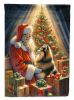 Finnish Spitz and Santa Claus Garden Flag Mailbox Flag Decorative Yard Flag Banner Outside Patio Artwork Yard Flower Beds, Garden Size, Multicolor