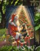 Finnish Spitz and Santa Claus Garden Flag Mailbox Flag Decorative Yard Flag Banner Outside Patio Artwork Yard Flower Beds, Garden Size, Multicolor